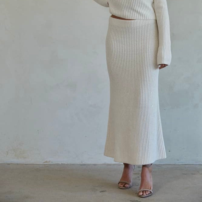 Midi Flare Sweater Skirt • Cream