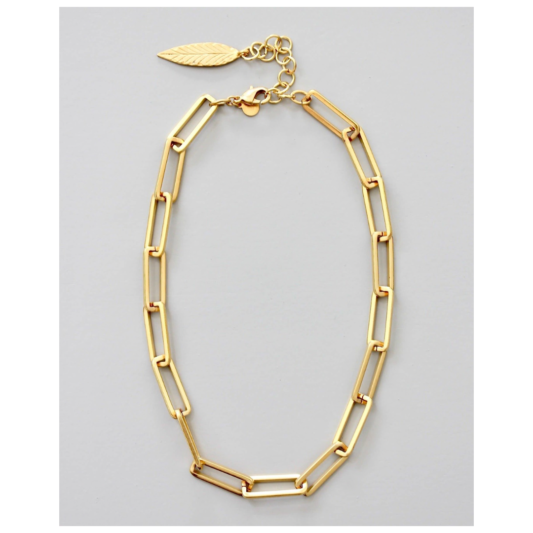 David Aubrey • Thick Paperclip Chain Statement Necklace • Gold