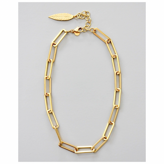 David Aubrey • Thick Paperclip Chain Statement Necklace • Gold