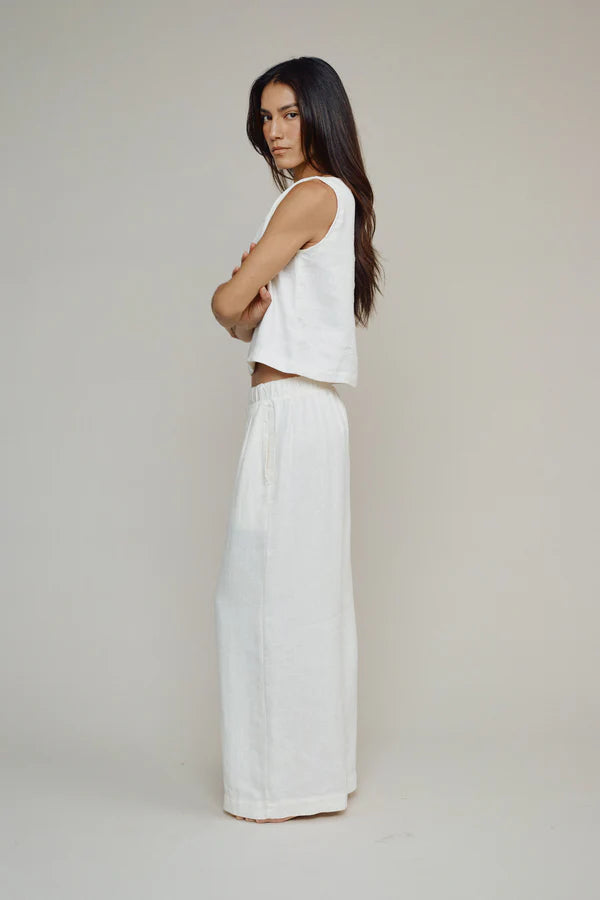 Jungmaven • Cambria Wide Leg Hemp Pant • Washed White