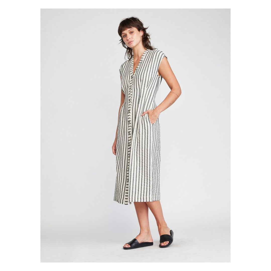Self Contrast • Jamila Stripe Midi Dress • Black & White
