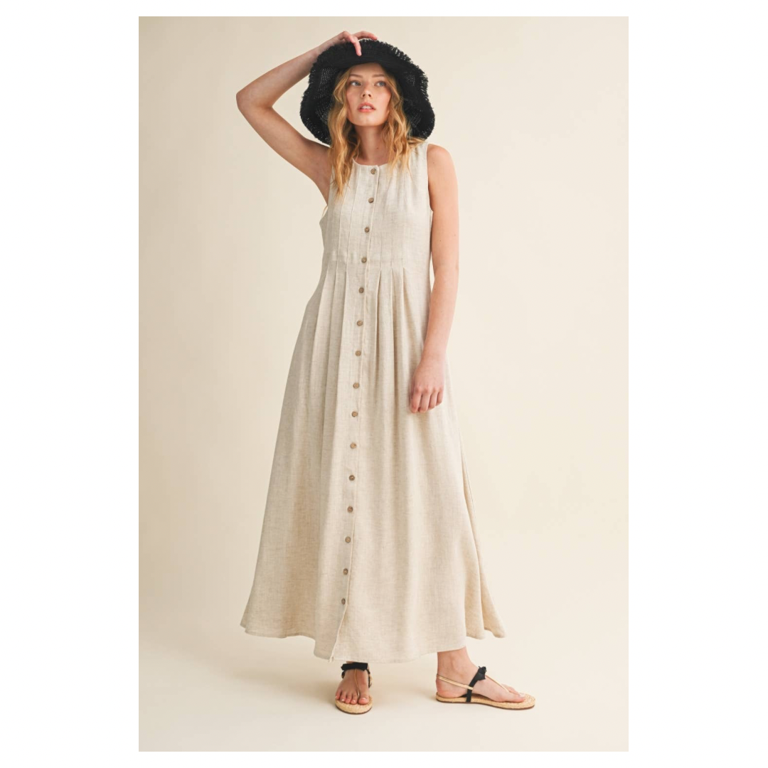Pleated Linen Dress • Natural