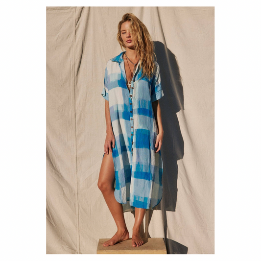 Jen’s Pirate Booty • Ocean Front Buttondown Dress • Blue Sky