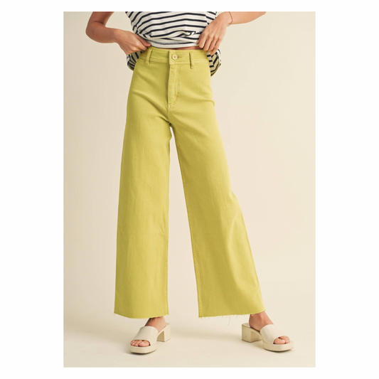 Wide Leg Colored Denim Lemon Squeeze