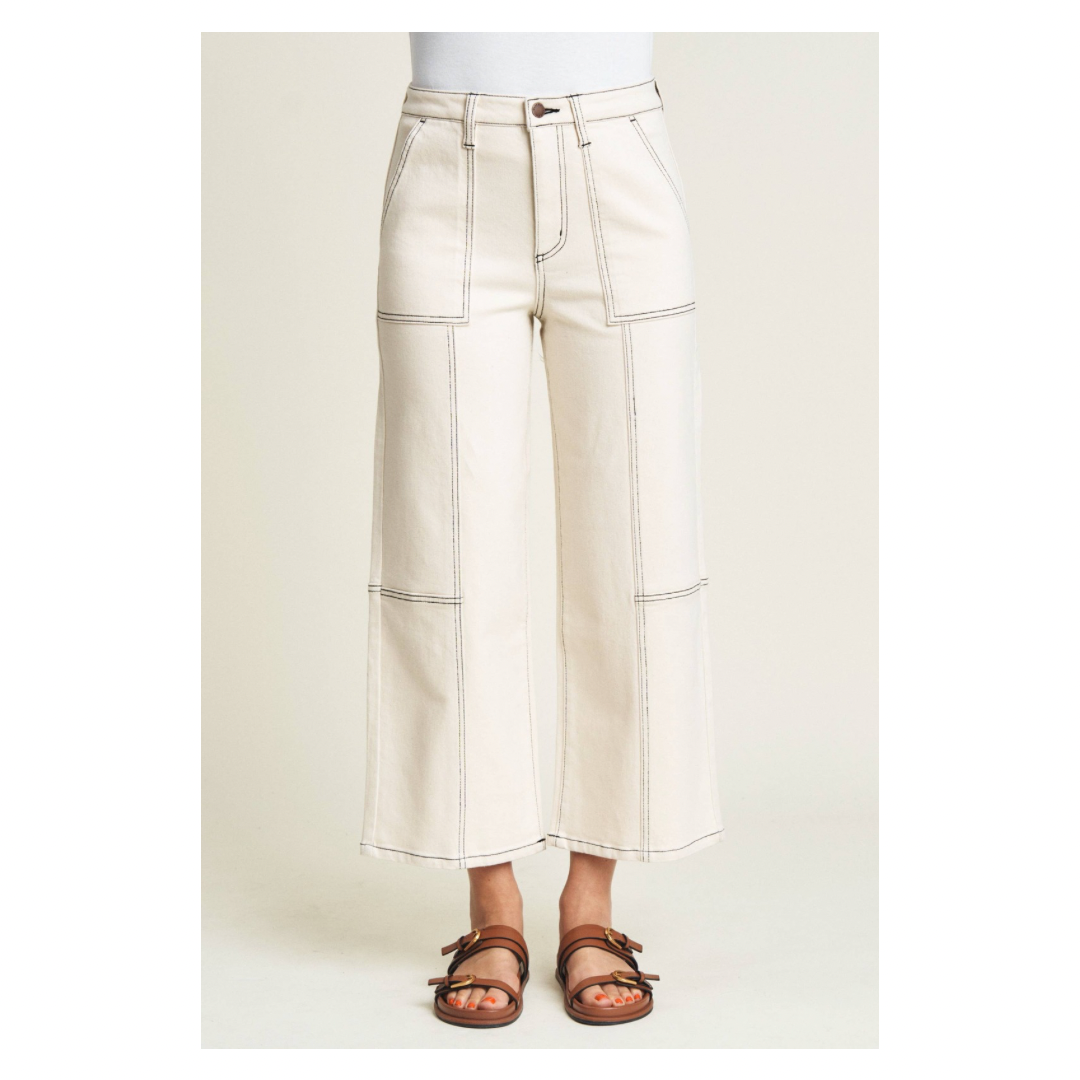 Oliver Logan • Lawson Relaxed Crop Denim • Ecru