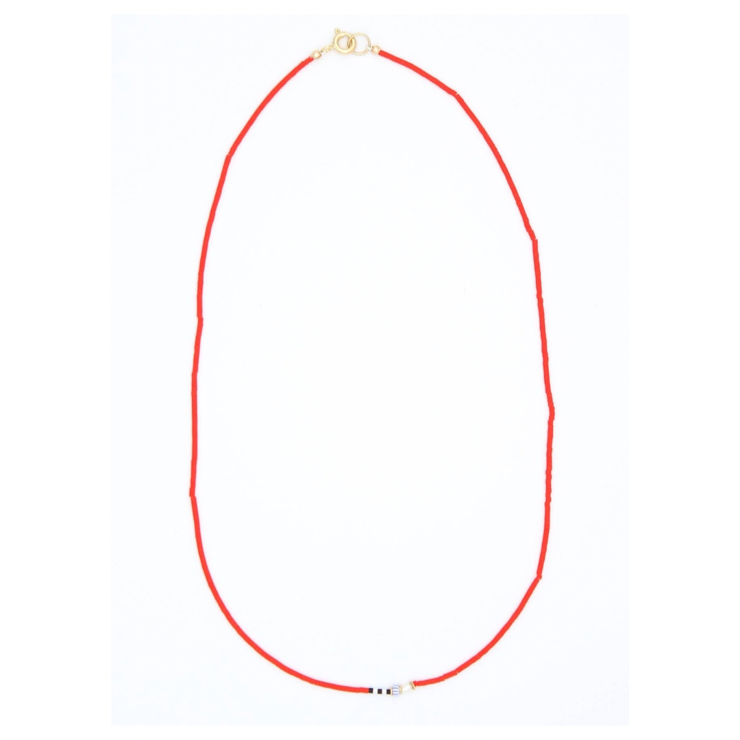 The Swell Life • Disco Pearl Seed Bead Necklace • Red