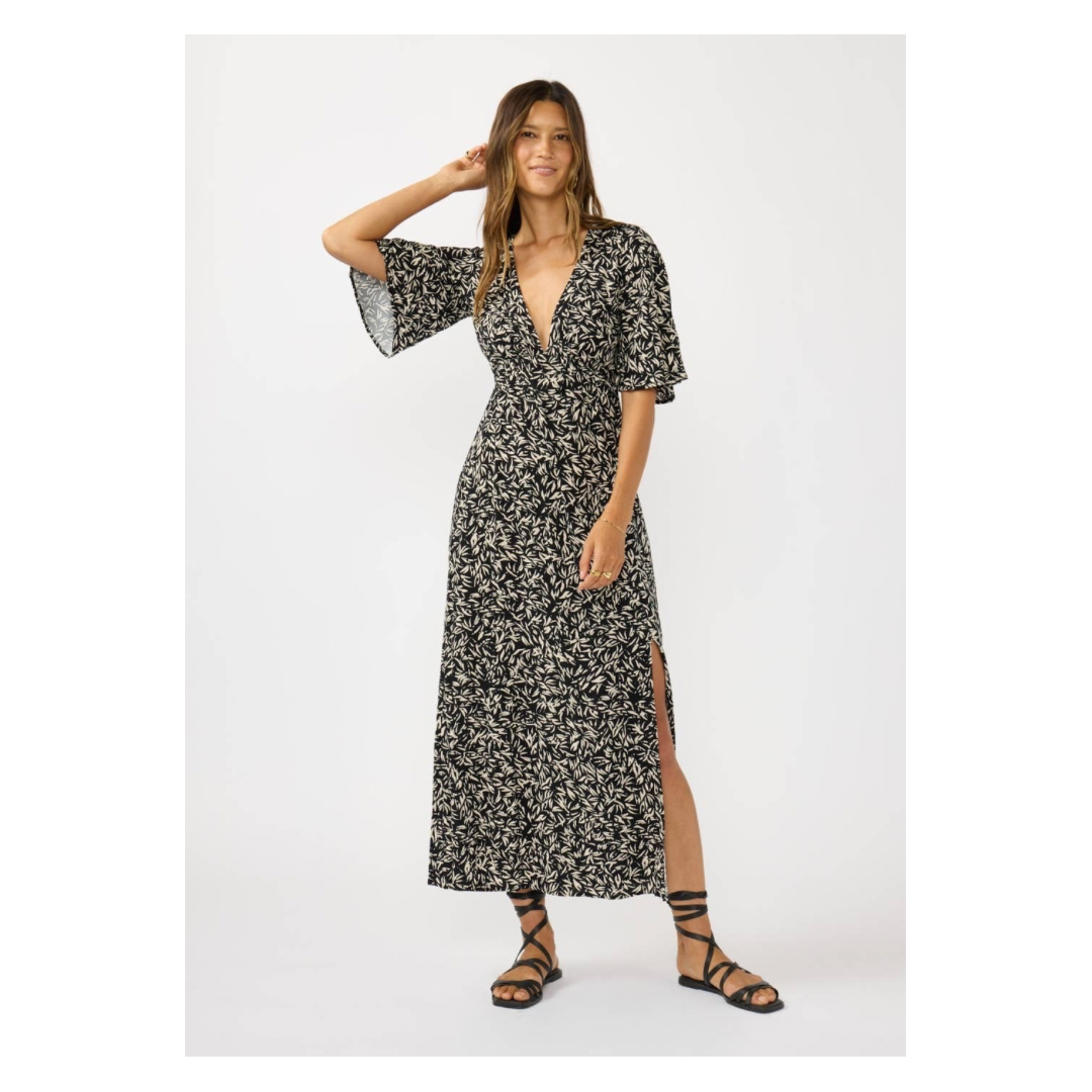 Floral Empire Waist Maxi Dress • Black