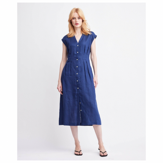 Self Contrast • Jamila Midi Dress • Navy