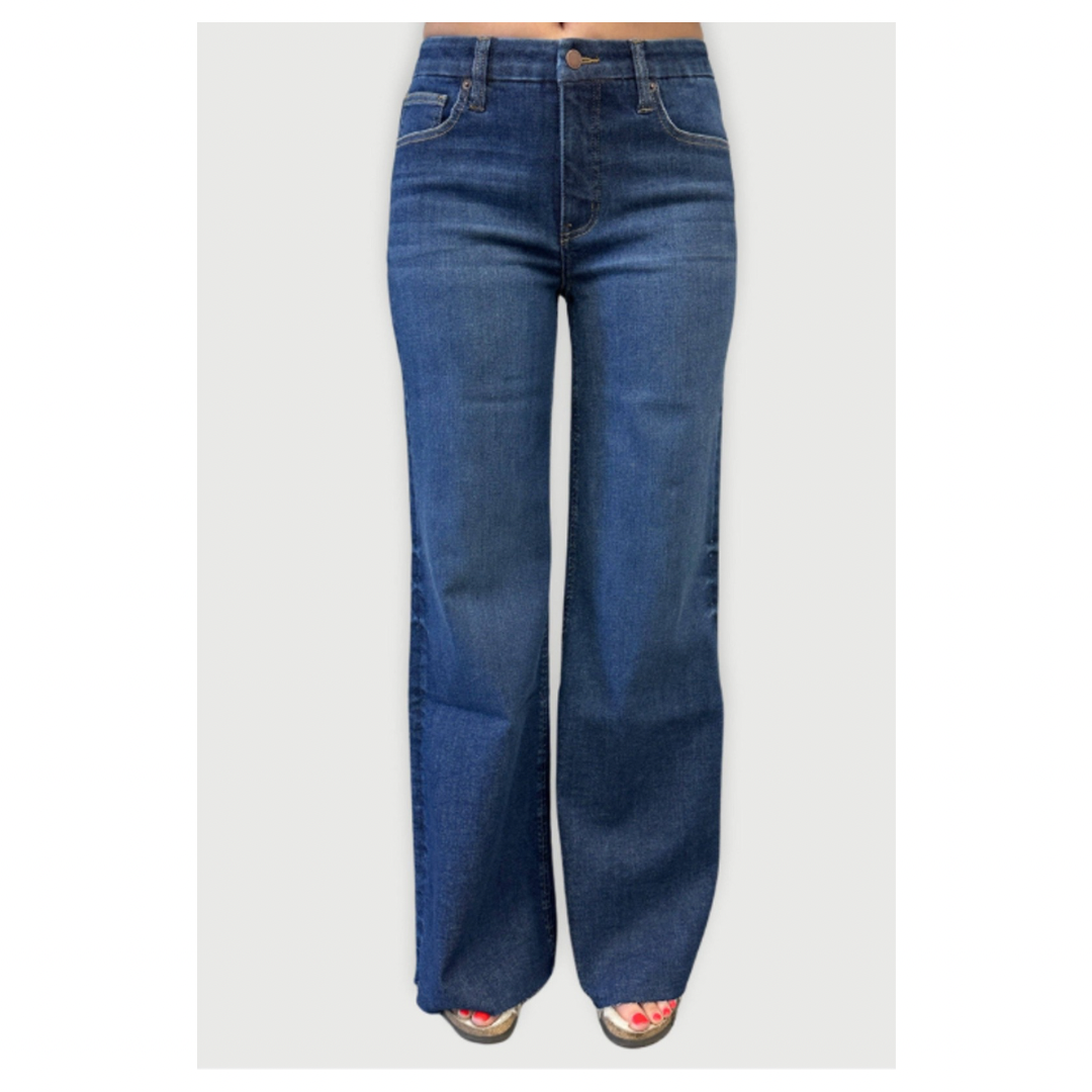 Oliver Logan • Crawford Stretch Mid Rise Wide Leg • Dark Worn
