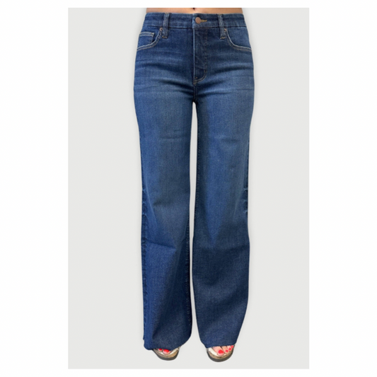 Oliver Logan • Crawford Stretch Mid Rise Wide Leg • Dark Worn