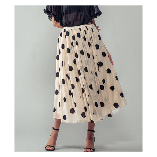 Polka Dot Midi Skirt • Cream