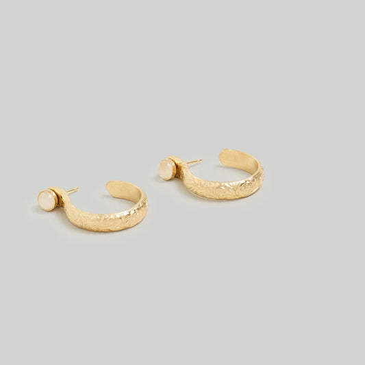 In Situ • Moonstone Mojave Flora Hoop Earrings • 14K Gold Fill