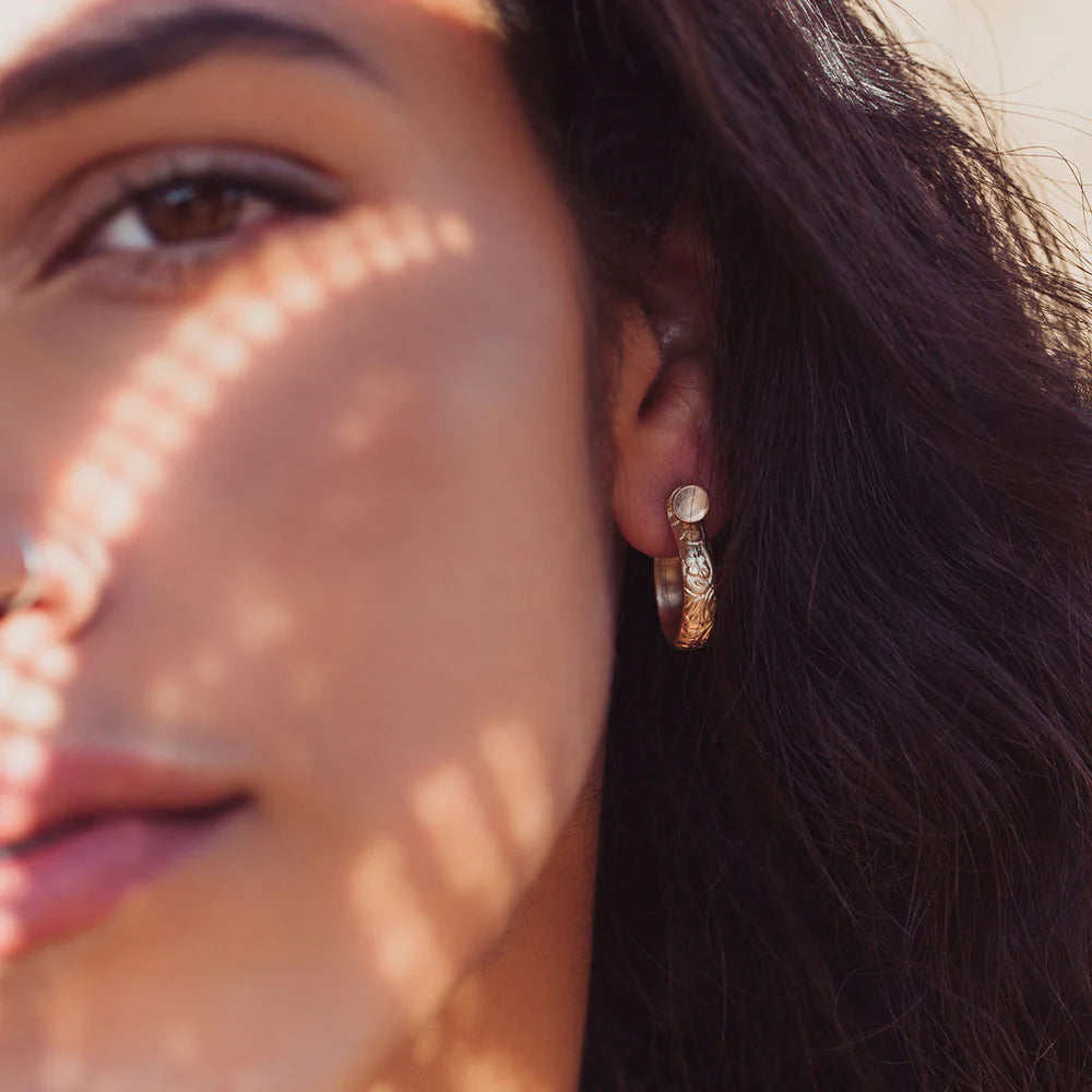 In Situ • Moonstone Mojave Flora Hoop Earrings • 14K Gold Fill