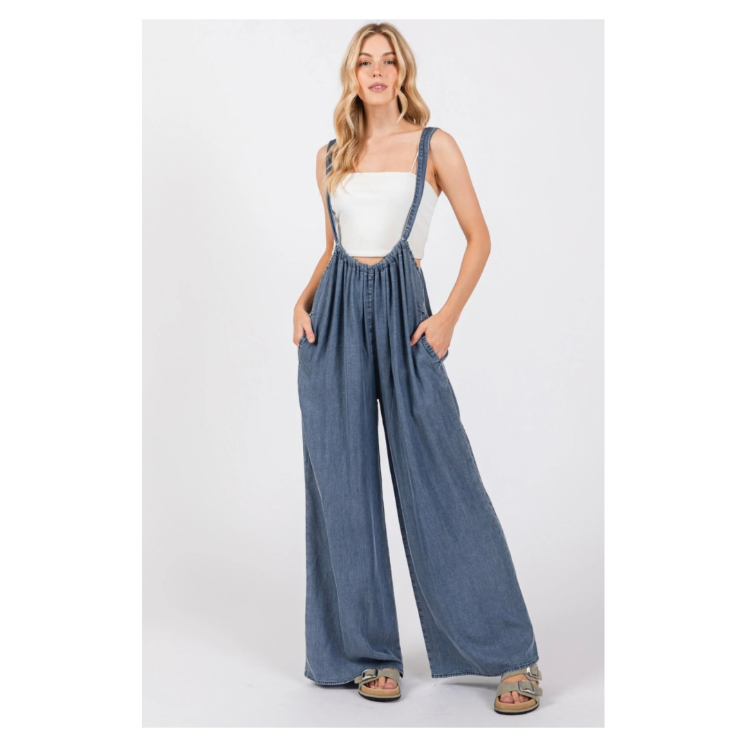 Suspender Jumpsuit • Denim Wash