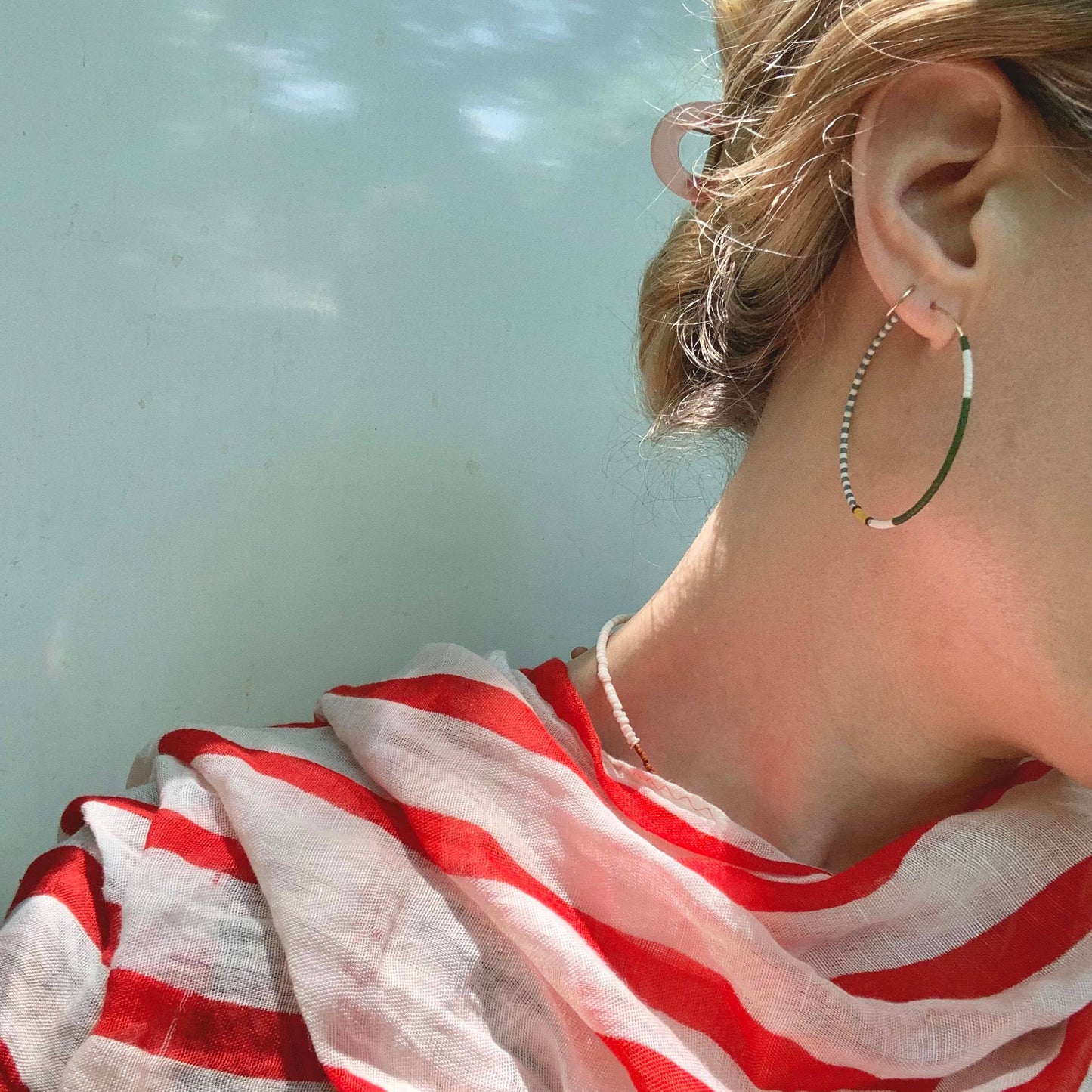 Alice Rice • Thinnest Line Hoop Earring • Big • Pimento