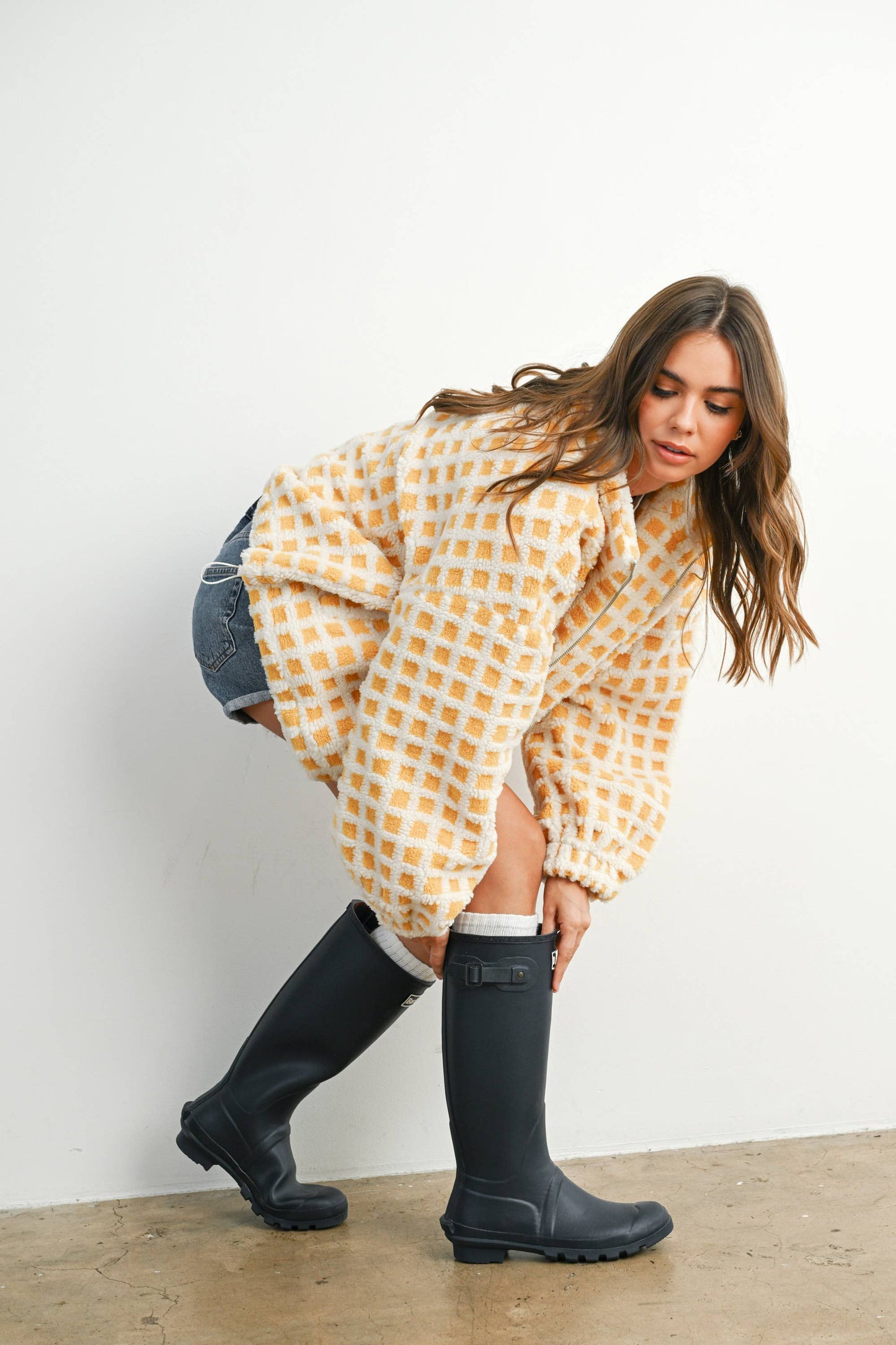 Fuzzy Sherpa Jacket • Yellow & Ivory