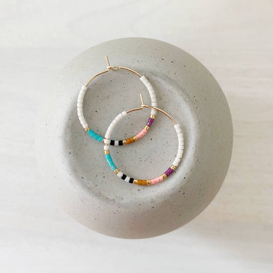 Beaded Hoop Earrings • Nani • Pick Your Size