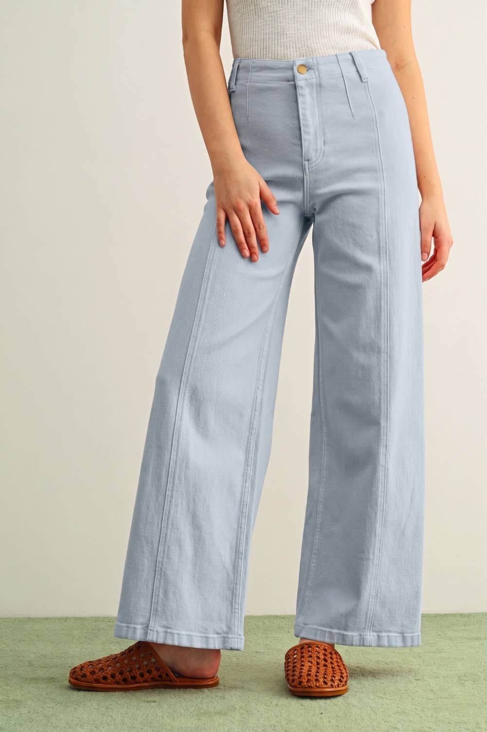 Wide Leg Stretch Denim • Light Blue