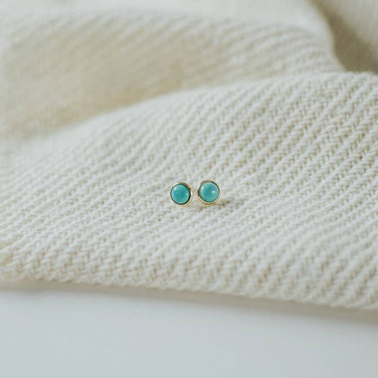 Hyalite Stud Earrings • Turquoise & Gold Plated