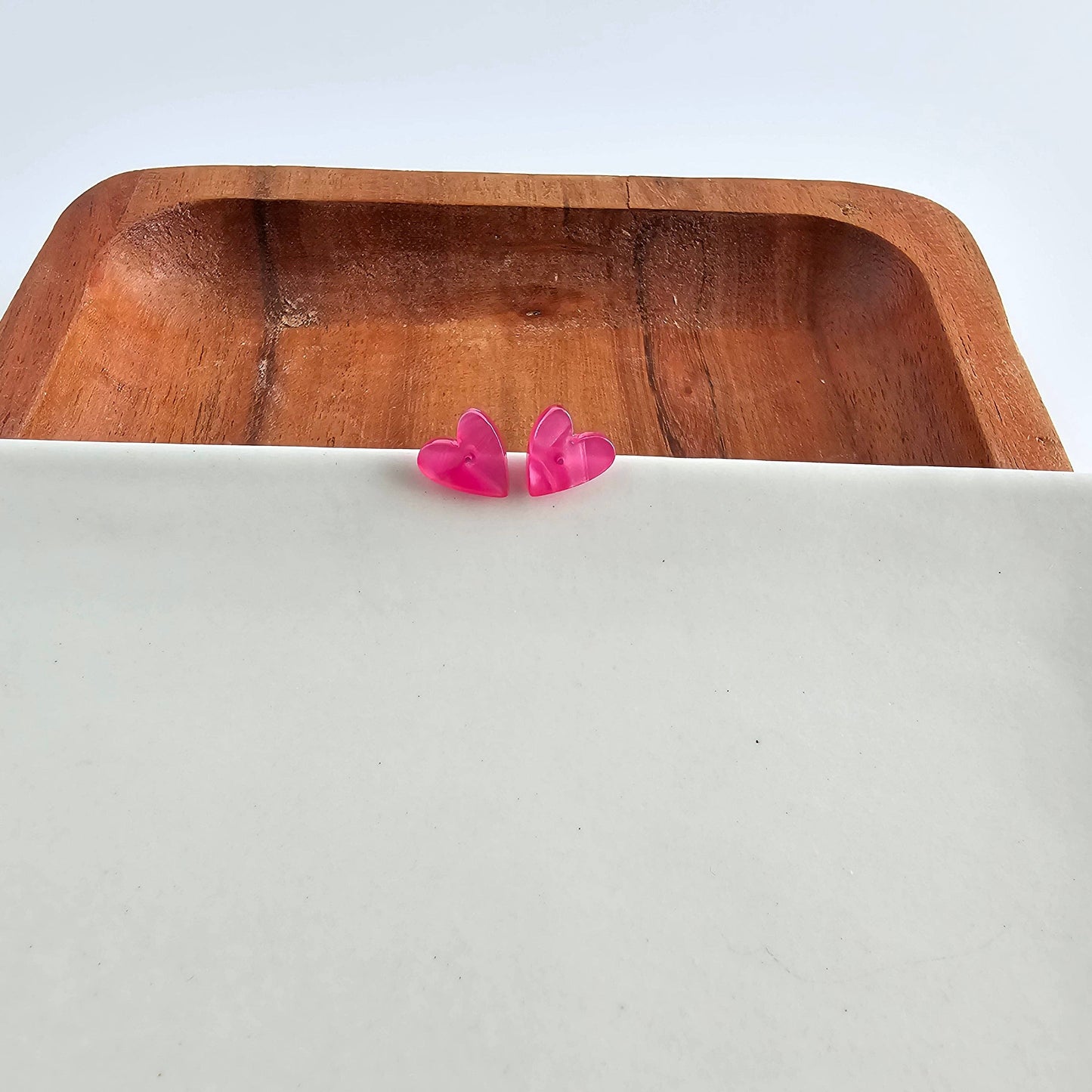 Hand Drawn Heart Stud Earrings • Hot Pink