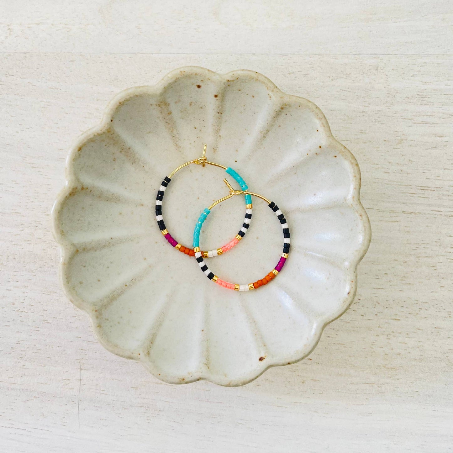 Resort Beaded Hoop Earrings • Choose Size