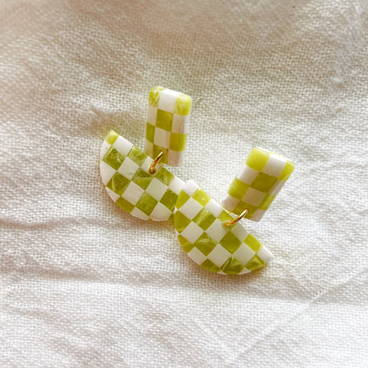 Meadow & Mae • Tris Statement Earrings • Chartreuse & Cream