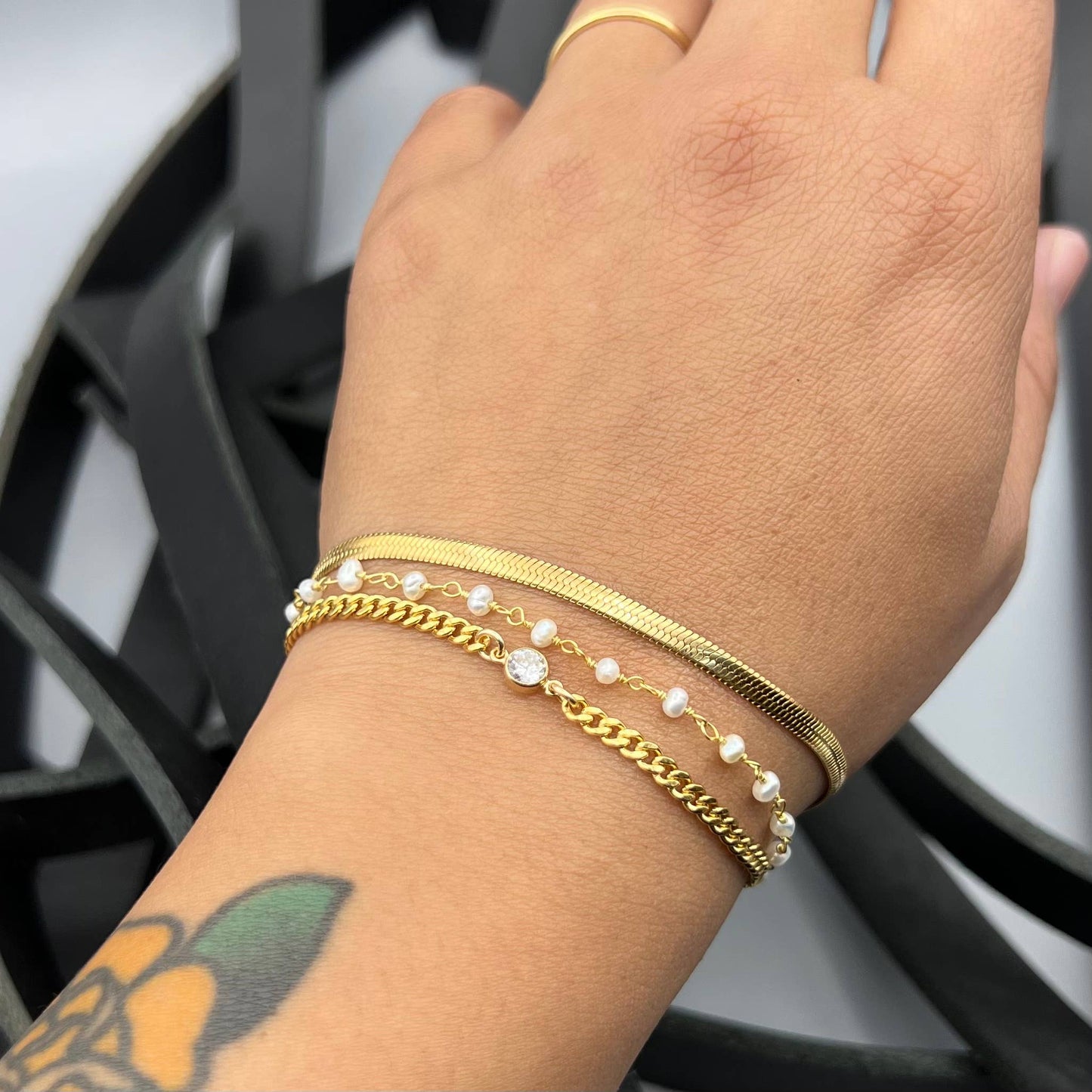 Herringbone Chain Bracelet • Gold Filled