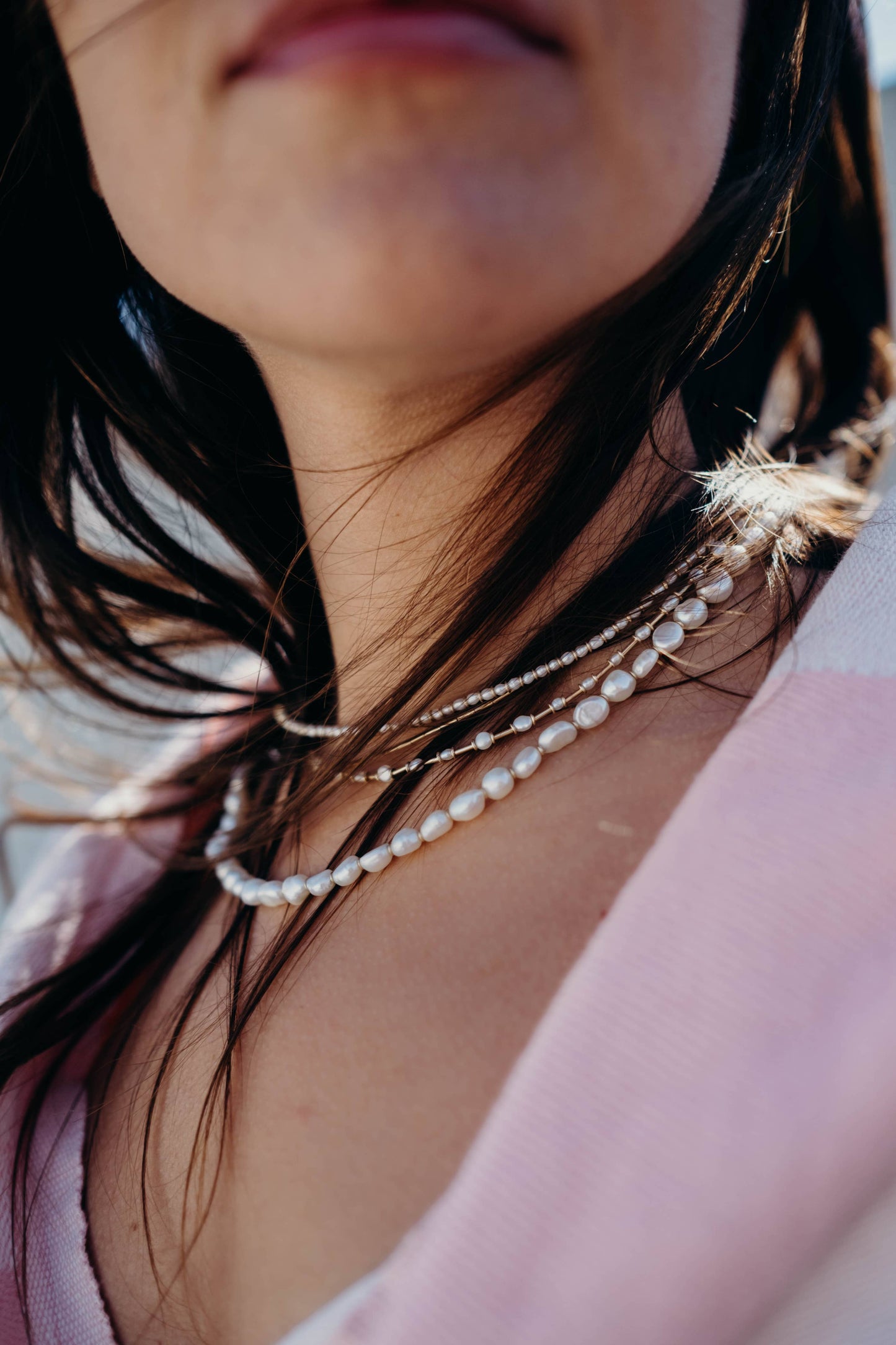 The Swell Life • Gold Stitch Pearl Necklace • 14K Gold Fill