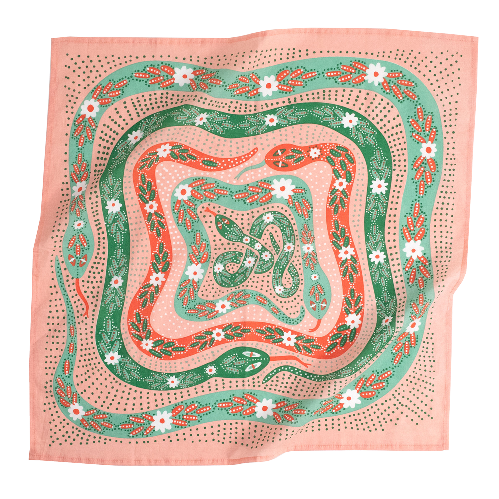 Cotton Bandana • No. 069 Snakes • Pink