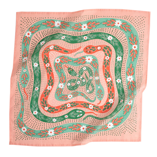 Cotton Bandana • No. 069 Snakes • Pink