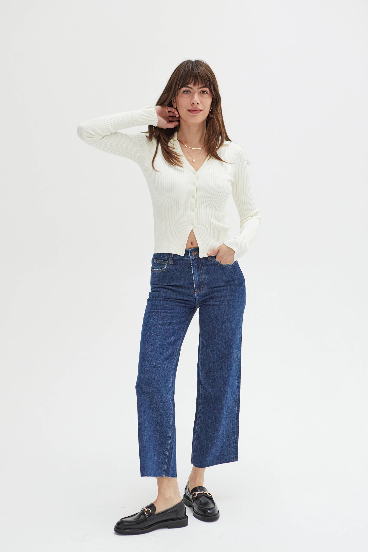 Oliver Logan • Aberdeen High Rise Wide Leg Crop Jean • Dark Western Wash