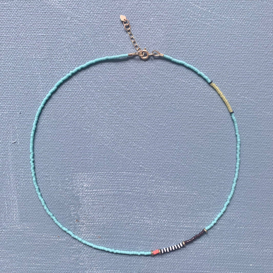 Alice Rice • Thinnest Line Beaded Necklace • Turquoise