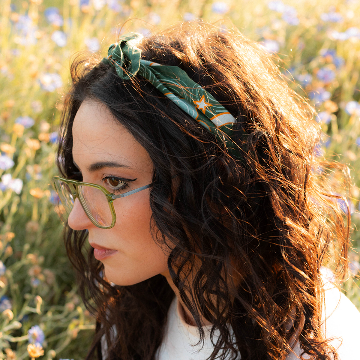 Cotton Bandana • No. 158 Luna • Dark Emerald Green