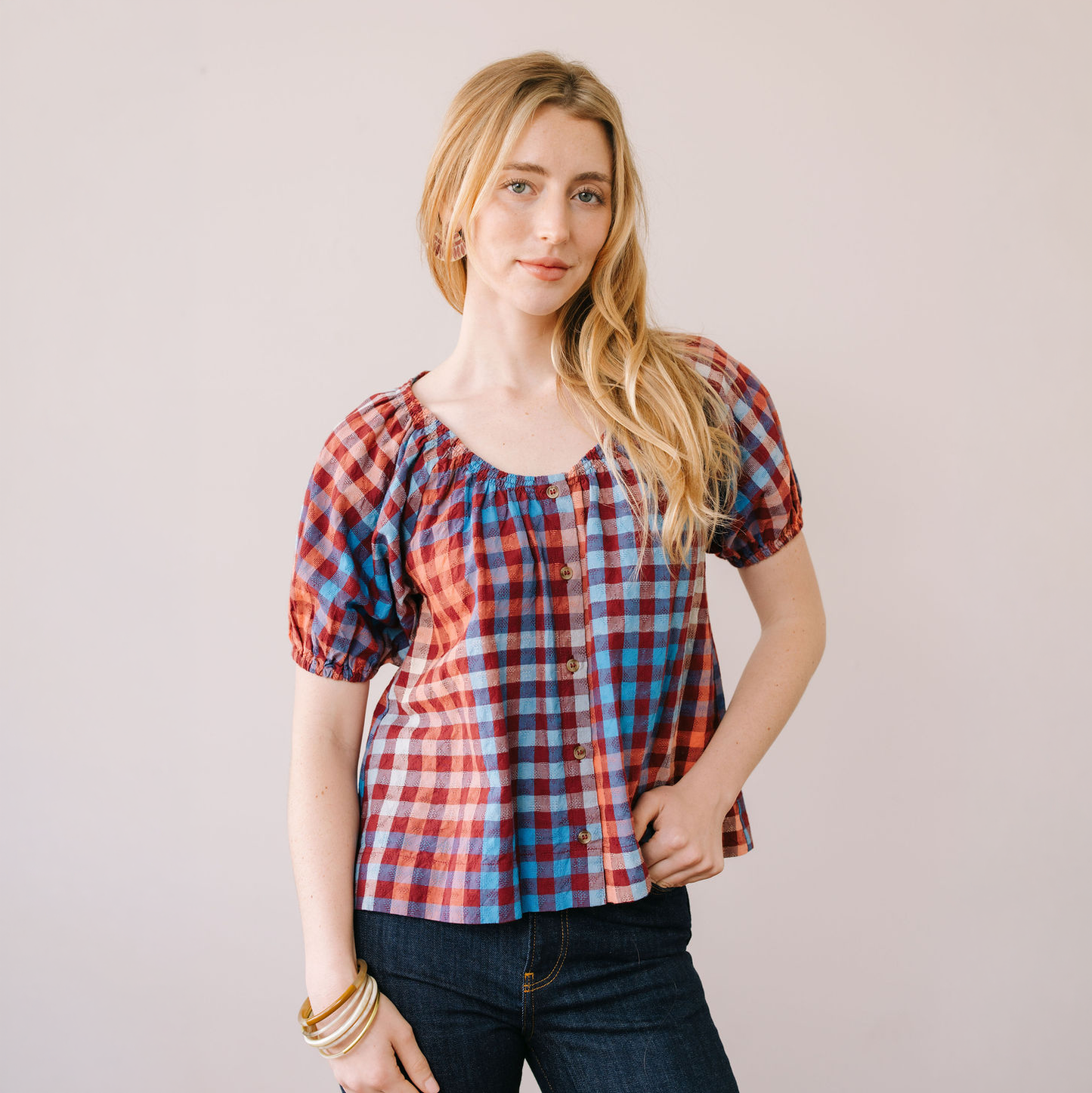 Sunshine Tienda • Frances Top • Cabernet Gingham