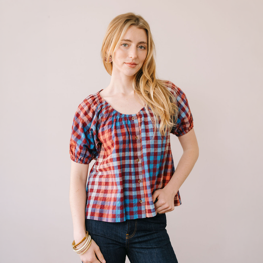 Sunshine Tienda • Frances Top • Cabernet Gingham