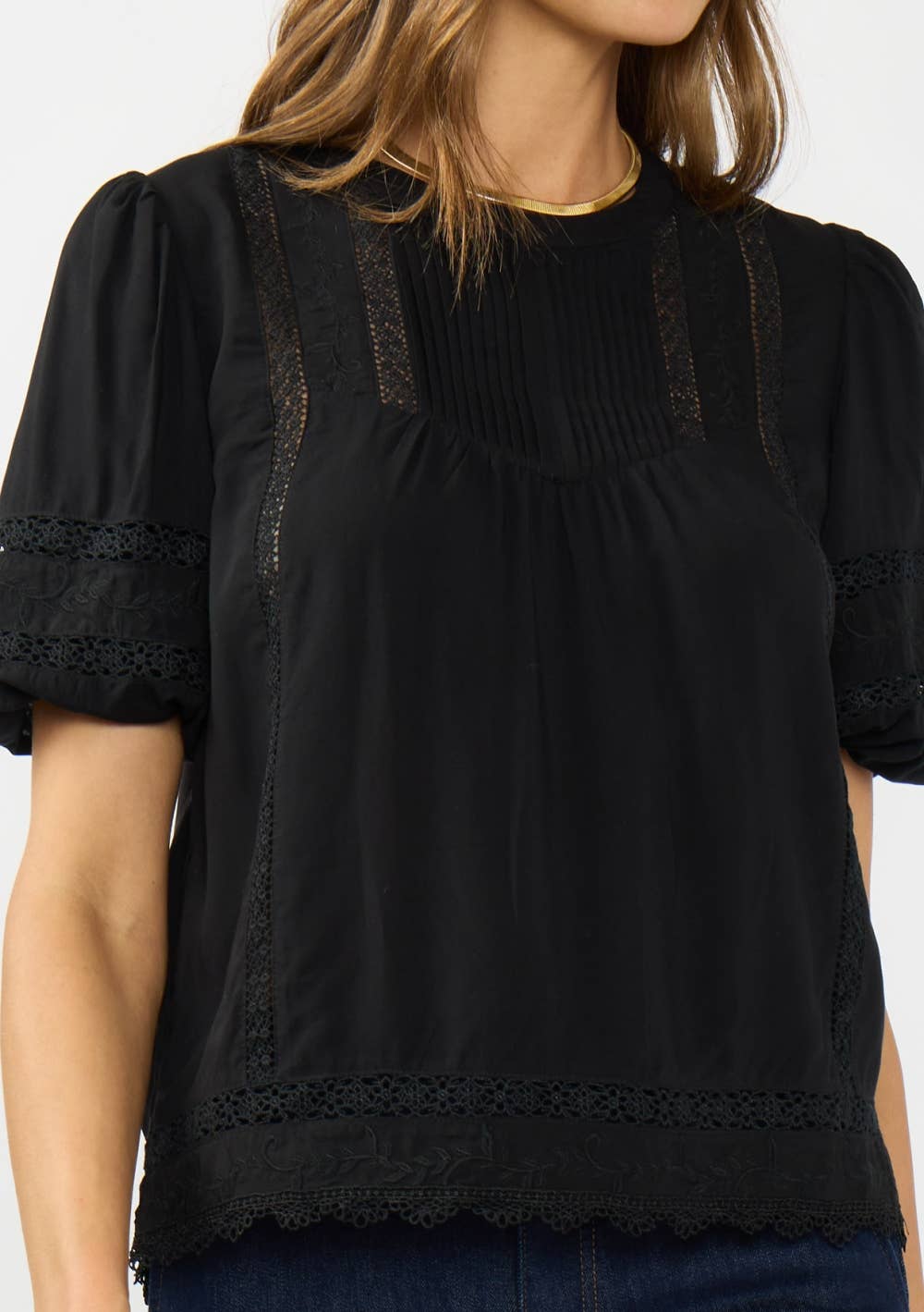 Detailed Puff Sleeve Blouse • Black