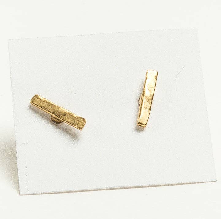 Small Bar Stud Earrings Gold