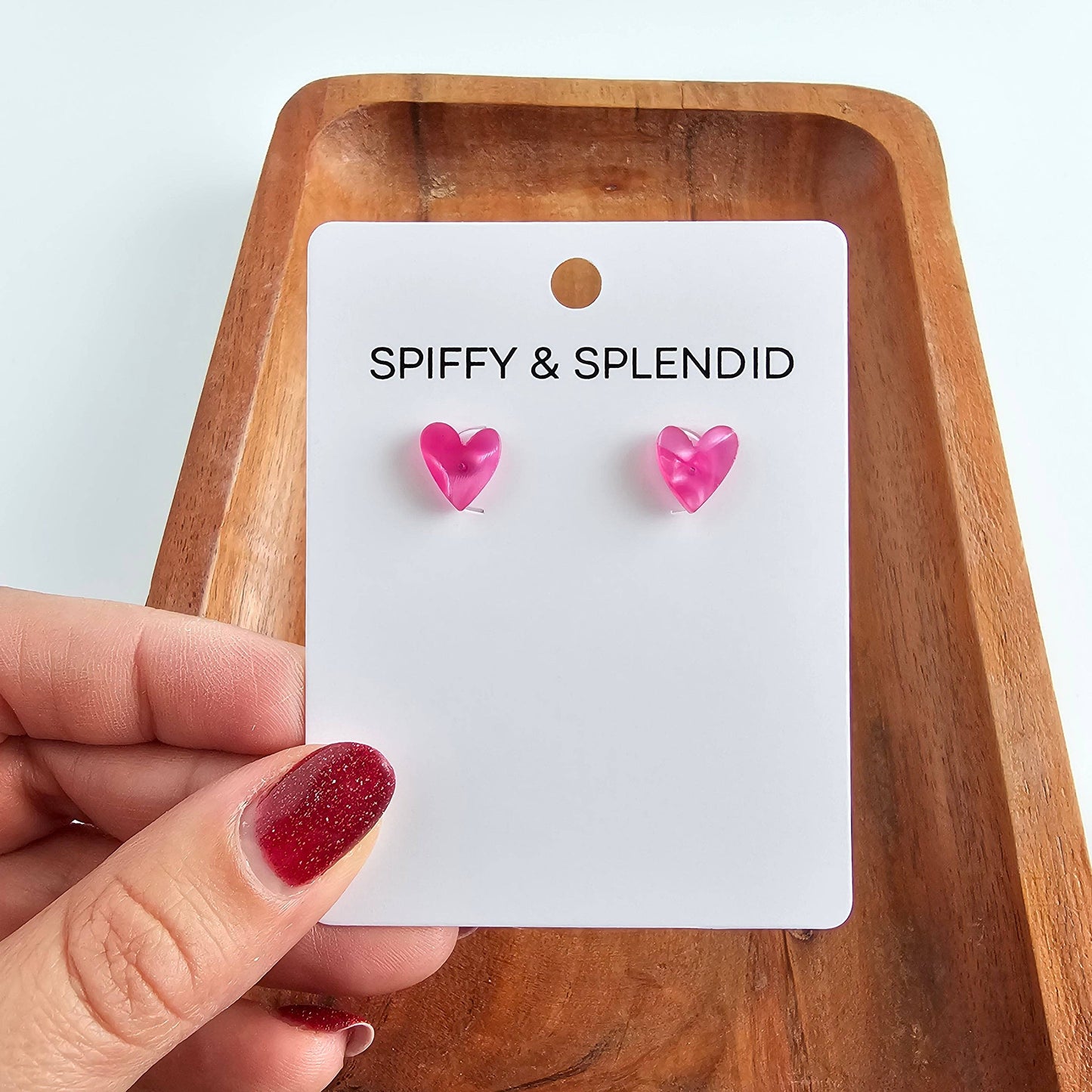 Hand Drawn Heart Stud Earrings • Hot Pink
