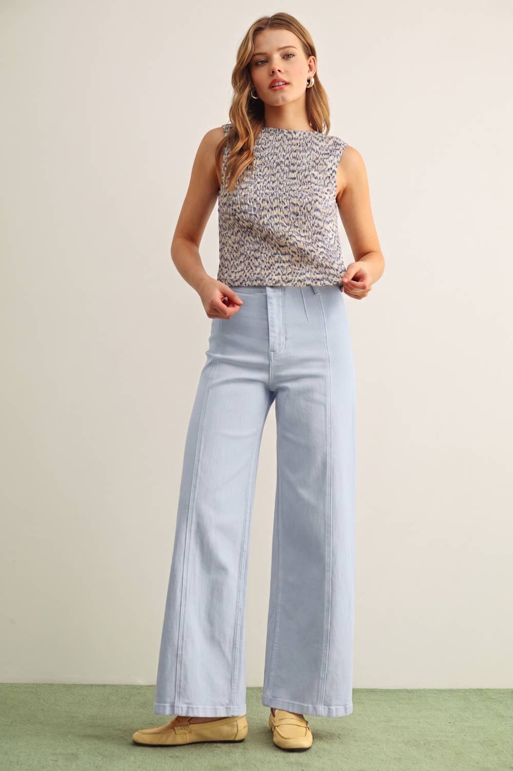 Wide Leg Stretch Denim • Light Blue