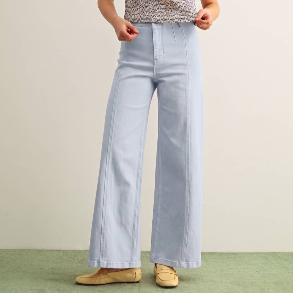 Wide Leg Stretch Denim • Light Blue