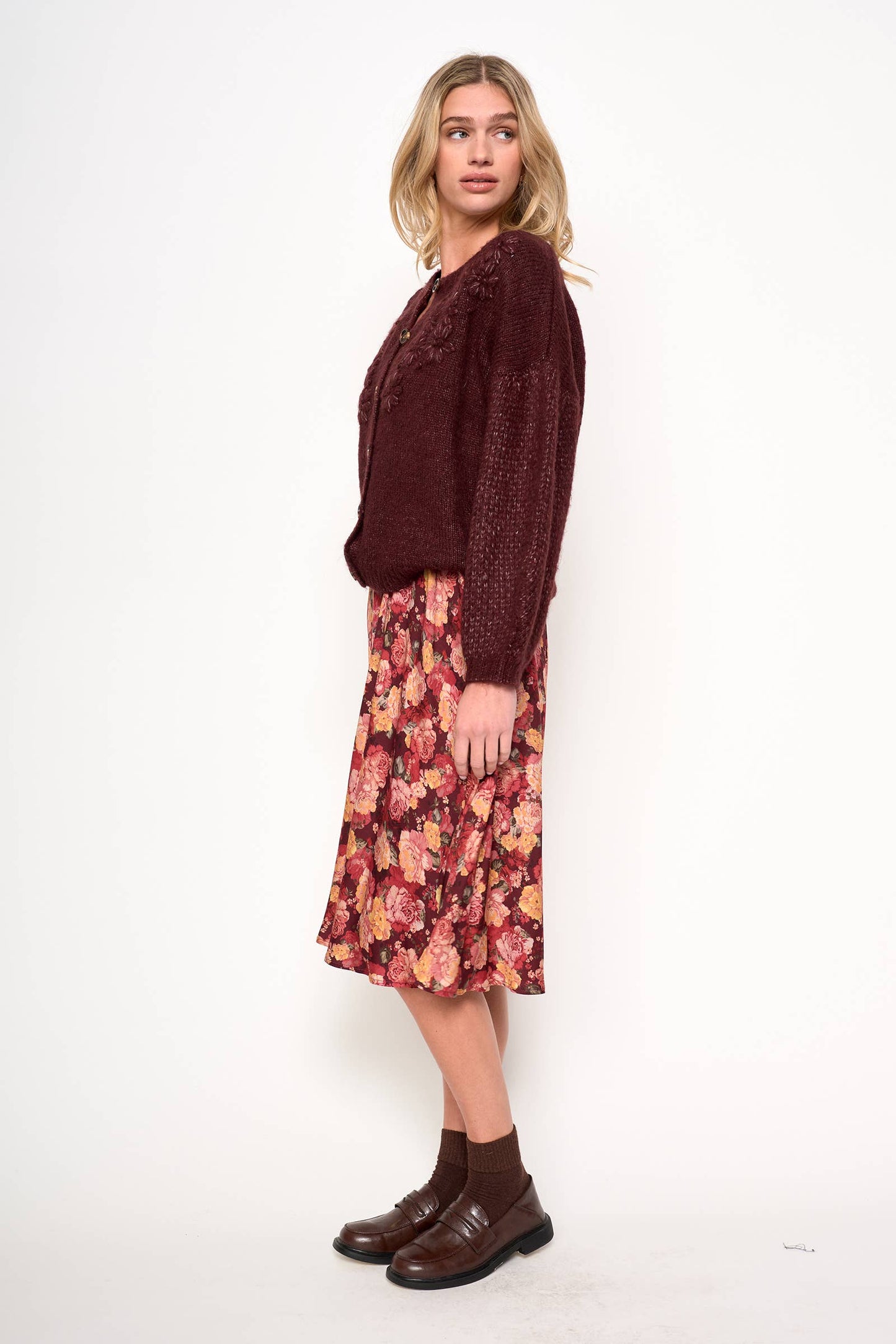 D. Ra • Jane Cardigan • Burgundy