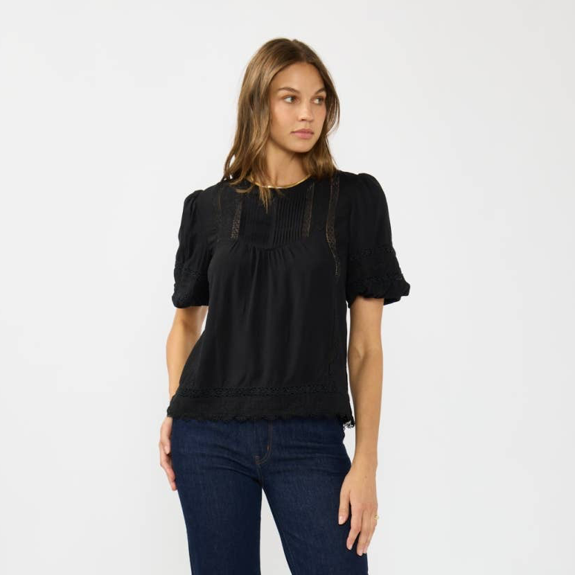 Detailed Puff Sleeve Blouse • Black