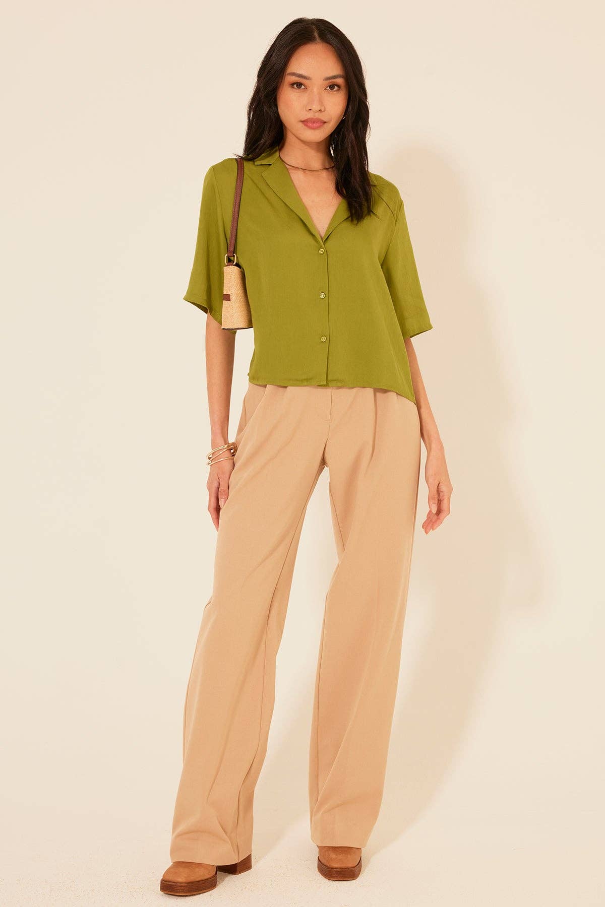 Revello Satin Top • Winter Moss