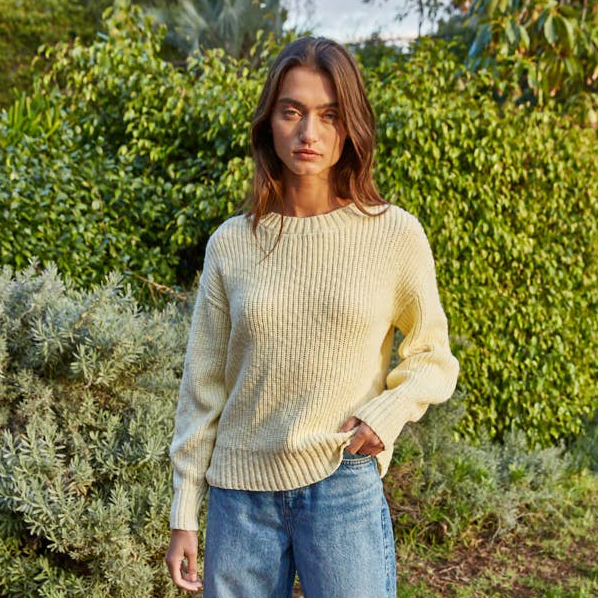 Cotton Ribbed Sweater • Dusty Lemon