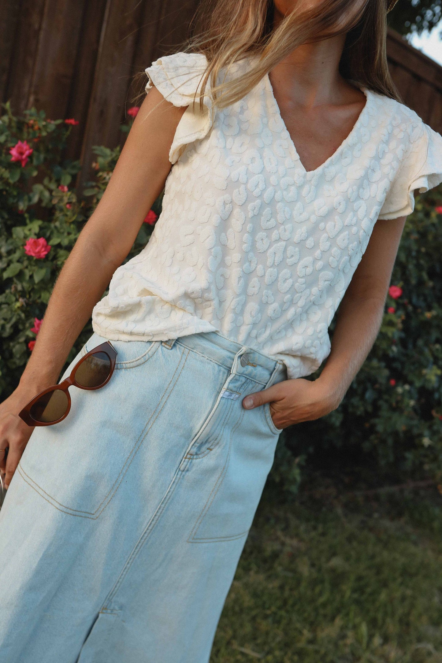 Louisiana Blouse • Off White Animal Texture