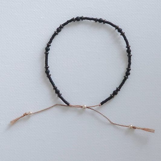 Adjustable Beaded Bracelet No. 145 • All Black