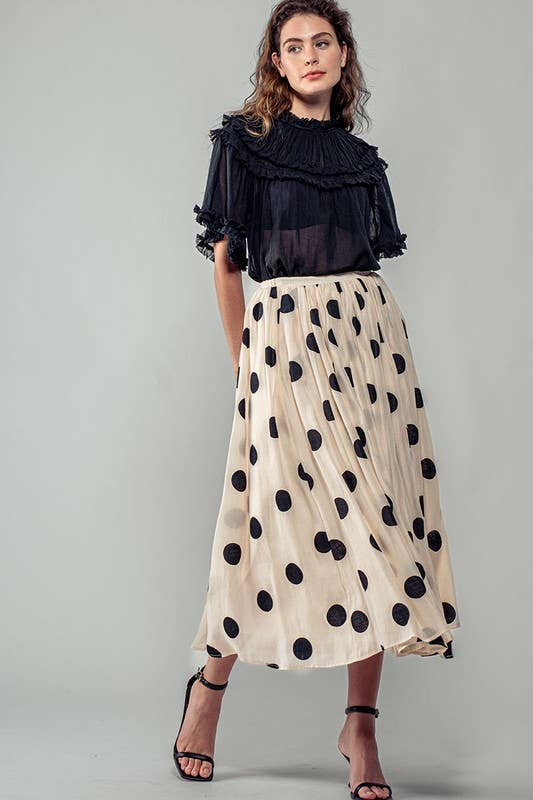 Polka Dot Midi Skirt • Cream