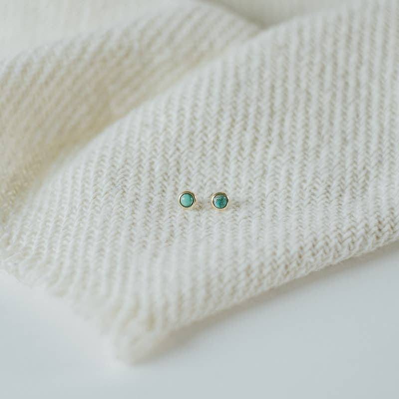 Common Form • Hyalite Stud Earrings • Brass & Turquoise