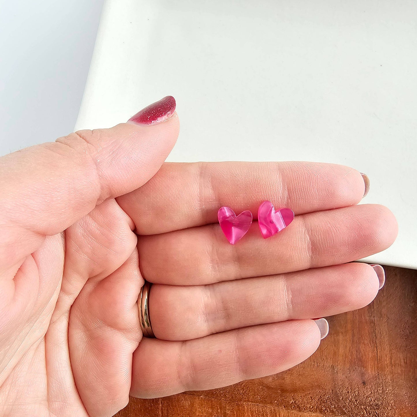 Hand Drawn Heart Stud Earrings • Hot Pink
