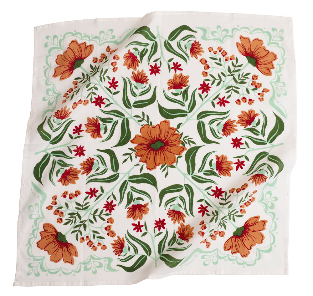 Cotton Bandana No. 031 Flora White